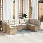 vidaXL Ensemble de canapé de jardin 9 Pièces Beige Poly rotin