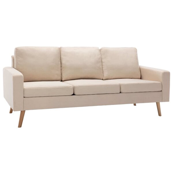 vidaXL Canapé à 3 places Crème Tissu