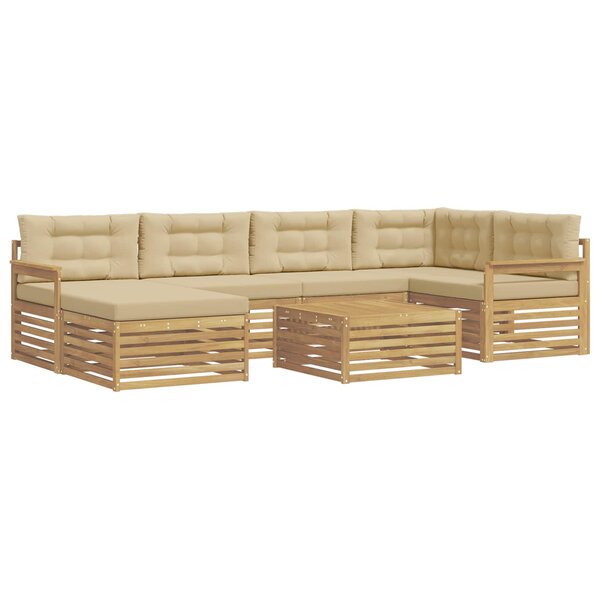 vidaXL Ensemble de canapés d'extérieur 7 pc Blanc et Beige