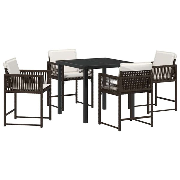 vidaXL Ensemble de salle à manger pour jardin 5 Pièces Marron polyrotin