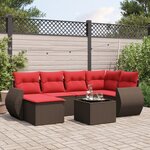vidaXL Salon de jardin avec coussins 7 Pièces marron résine tressée