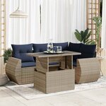 vidaXL Salon de jardin 5 Pièces avec coussins gris résine tressée acacia