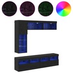 vidaXL Meuble TV avec LED 7 Pièces Chêne noir Bois d'ingénierie