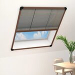 Vidaxl moustiquaire plissée pour fenêtre aluminium marron 100x160 cm