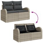 Ensemble de canapés de jardin 8 pièces vidaXL avec coussins Gris clair Poly Rattan