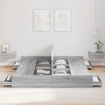 vidaXL Cadre de lit avec rangement Gris Sonoma 200 x 200 cm