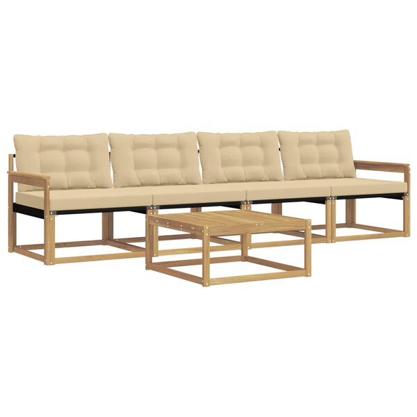 vidaXL Ensemble de canapés d'extérieur 5 pc Blanc et Beige