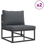 vidaXL Ensemble de canapé de jardin 5 Pièces Noir 70 x 70 x 32 cm