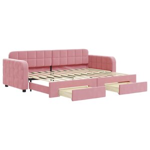 vidaXL Lit de jour avec gigogne et tiroirs sans matelas rose 80x200 cm