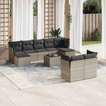 vidaXL Salon de jardin avec coussins 10 Pièces gris résine tressée