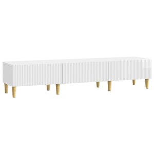 vidaXL Meuble TV Blanc brillant 147 x 34 5 x 30 cm Bois d'ingénierie