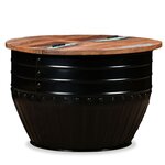 vidaXL Table basse Bois de récupération massif Forme de baril Noir