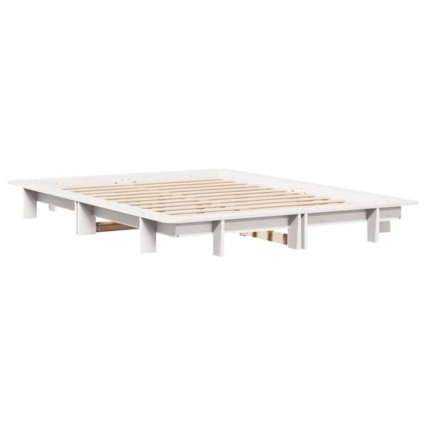 vidaXL Cadre de lit sans matelas blanc 140x190 cm bois de pin massif