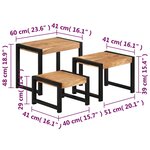 vidaXL Tables gigognes 3 Pièces Bois solide