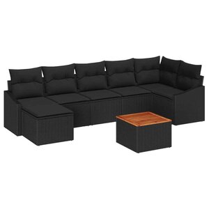 vidaXL Ensemble de canapé de jardin 8 Pièces Noir
