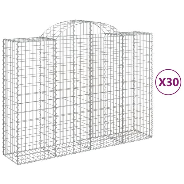 vidaXL Paniers à gabions arqués 30 Pièces 200x50x140/160 cm Fer galvanisé