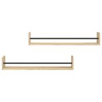 vidaXL Étagères murales avec barres 2 Pièces chêne sonoma 80x16x14 cm