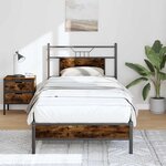 vidaXL Cadre de lit sans matelas chêne fumé 90x200cm bois d'ingénierie