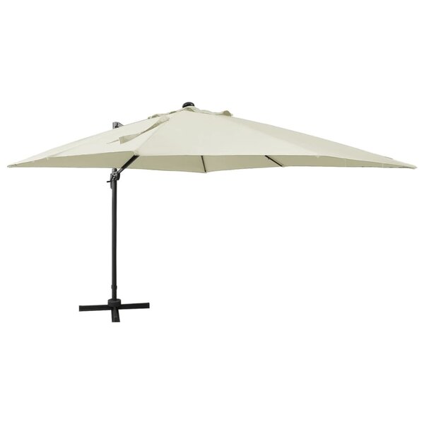 vidaXL Parasol déporté avec mât et lumières LED Sable 300 cm