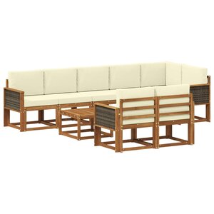 vidaXL Ensemble de canapés d'extérieur 9 pc Naturel et Crème Polyester