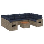 vidaXL Salon de jardin 10 Pièces avec coussins gris résine tressée