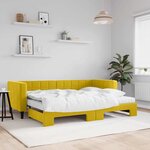 vidaXL Lit de jour avec lit gigogne et matelas jaune 80x200 cm velours