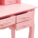 vidaXL Coiffeuse avec tabouret et miroir pliable en 3 Rose