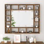 vidaXL Armoire à miroir avec LED Chêne fumé 91x15x76 5 cm