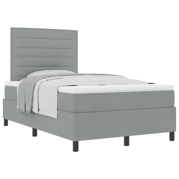 vidaXL Lit à ressorts avec matelas Gris clair 120 x 190 cm tissu