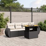 vidaXL Salon de jardin 5 Pièces avec coussins noir résine tressée
