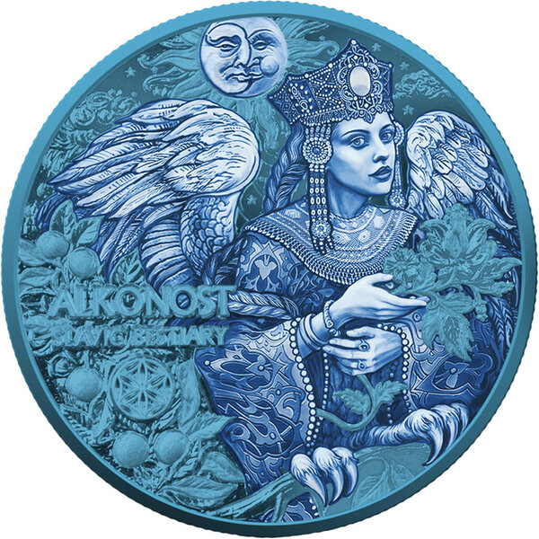 Monnaie ALKONOST SPACE BLUE Slavic Bestiary 2 Oz Argent 1000 Francs Cameroon 2026