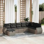 vidaXL Salon de jardin 8 Pièces avec coussins gris résine tressée