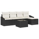 vidaXL Ensemble de canapé de jardin avec coussin 6 Pièces Noir Poly rotin