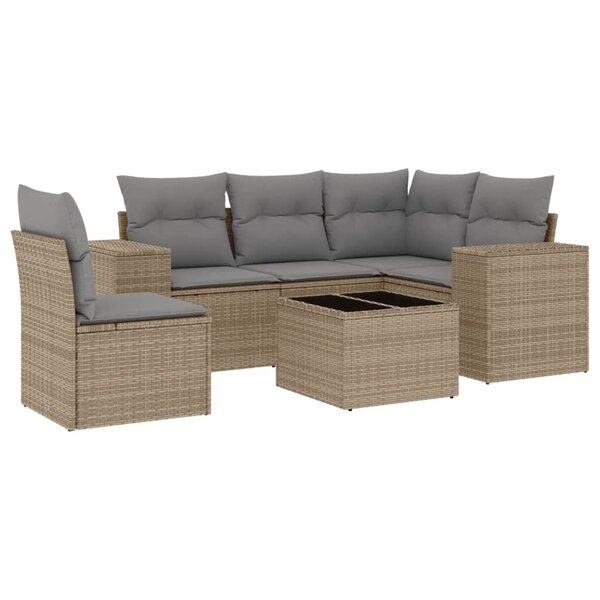 vidaXL Salon de jardin avec coussins 6 Pièces beige résine tressée