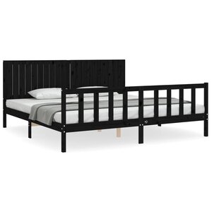 vidaXL Cadre de lit sans matelas noir 200x200 cm bois massif de pin