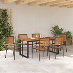 vidaXL Ensemble de salle à manger pour jardin 7 Pièces Noir