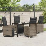 vidaXL Ensemble de salle à manger pour jardin 5 Pièces Gris Poly rotin