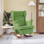 vidaXL Fauteuil à bascule à oreilles en velours vert clair bois massif