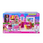 Barbie - coffret restaurant de barbie avec 1 poupée  + de 30 accessoires  6 zones de jeu - accessoires poupée mannequin - des 3 ans