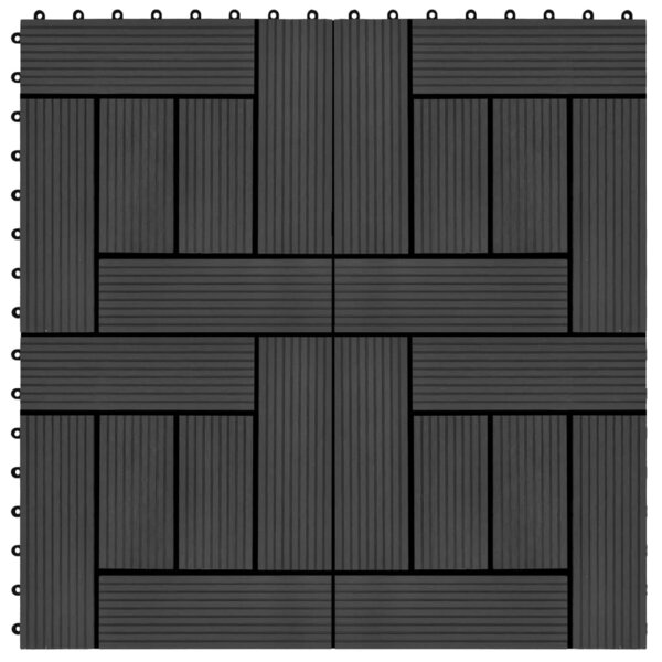 vidaXL Carreau de terrasse 11 Pièces WPC 30 x 30 cm 1 m² Noir