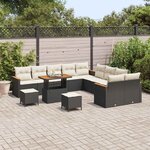 vidaXL Ensemble de canapé de jardin 13 Pièces Noir Poly rotin