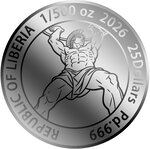 Monnaie ATLAS 1/500 Oz Palladium 25$ Liberia 2026 (PRÉCOMMANDE)