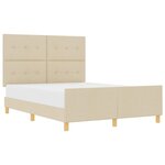 vidaXL Cadre de lit avec tête de lit Crème 140 x 200 cm tissu