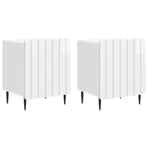 vidaXL Cabinet de chevet 2 Pièces Blanc brillant 43 x 34 5 x 52 cm