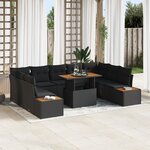 vidaXL Set de canapés de jardin 6 pièces avec coussins en poly rotin noir