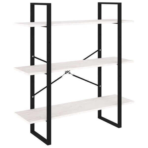 vidaXL Bibliothèque à 3 niveaux Blanc 100x30x105 cm Bois de pin massif