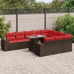 vidaXL Salon de jardin et coussins 11 Pièces marron résine tressée acacia