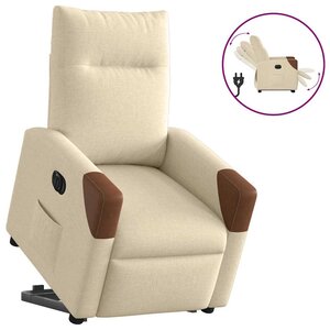 vidaXL Fauteuil inclinable électrique crème tissu