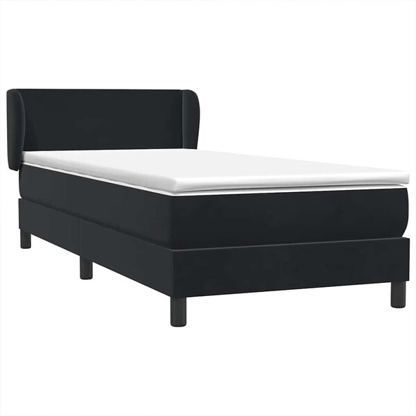 vidaXL Sommier à lattes de lit avec matelas noir 90x210 cm velours