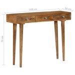 vidaXL Table console Bois de manguier massif 102 x 30 x 79 cm